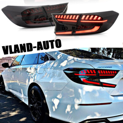 LED Tail Lights Fit 2018-2022 Honda Accord Sedan Smoke Startup Animation LH+RH