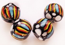 Handmade Lampwork Glass Beads Rainbow Colors 18 x 16mm Round Shape 4 Beads  r1 
