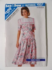 Butterick 4167 Sewing Pattern Misses Dress Below Mid Calf See &Sew