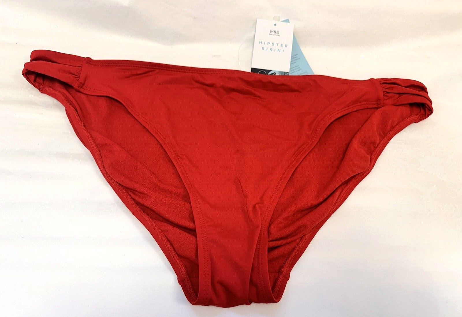 NEW! M&S Marks & Spencer UK24 bright red hipster bikini bottoms
