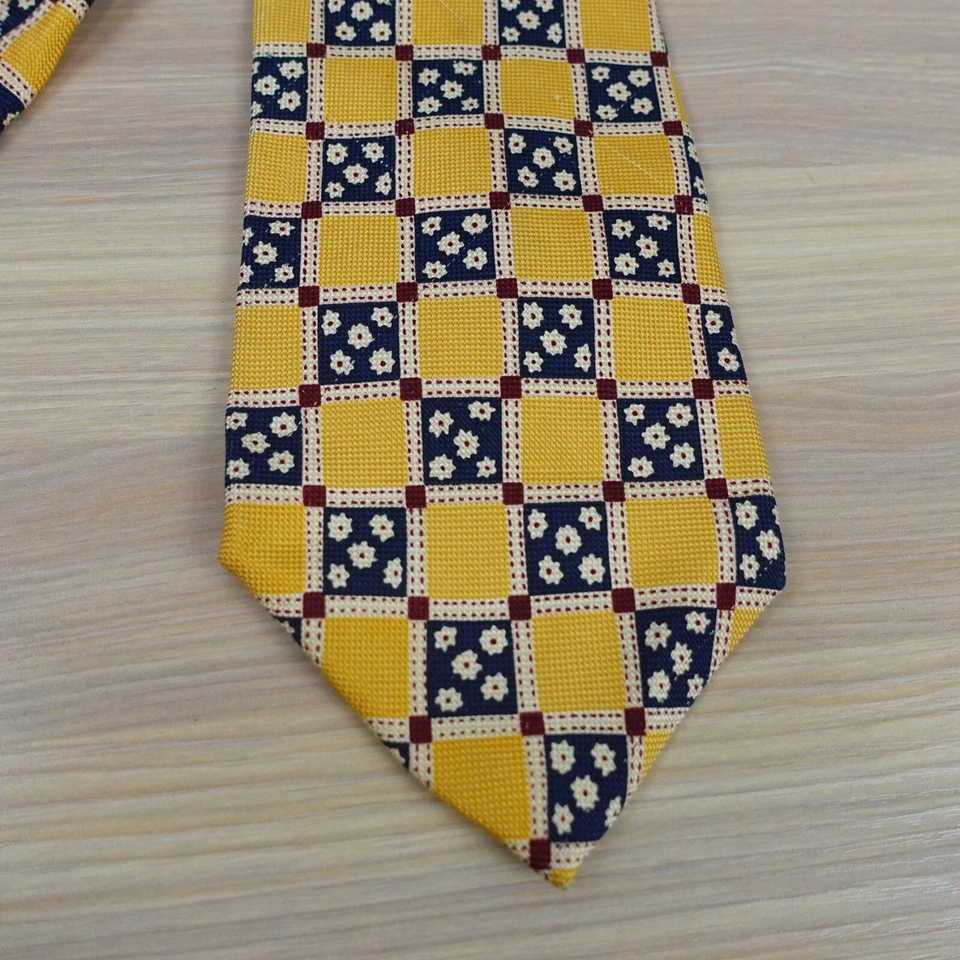 Corbata Liberty London Cuello Hombres Amarilla Floral Seda Italiana Hippie Boho Retazos EE. UU. Foto 4 de 4