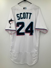 CONNOR SCOTT #24 MIAMI MARLINS GAME USED MAJESTIC JERSEY SIZE: 46