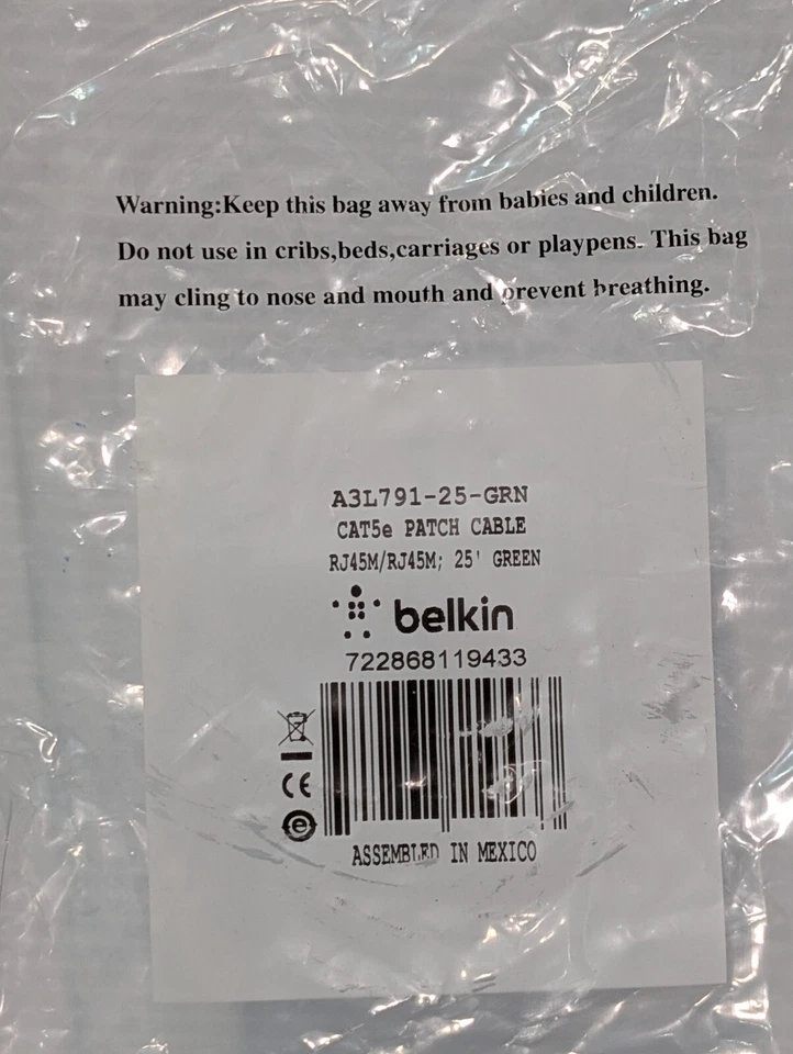 Lot of 2: Belkin A3L791-25-GRN CAT5e Green 25Ft Patch Cable, 49749, RJ45M/RJ45M - Image 2 of 4
