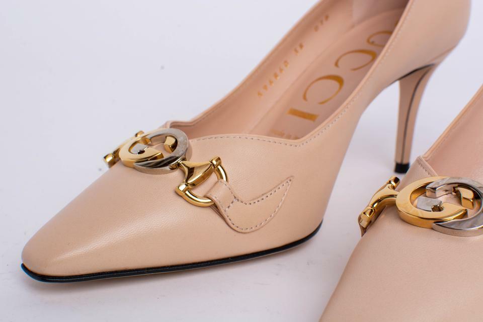 Gucci Skin Rose Zumi Mid-heel Interlocking G 38.5 Leather Womens