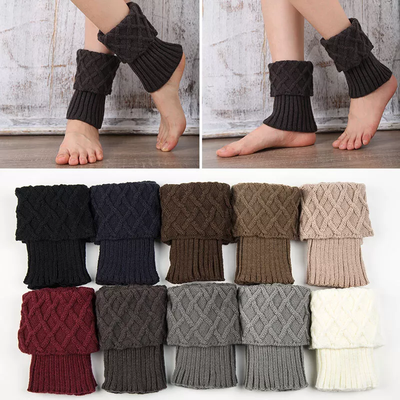 Winter Knit Short Cable Women Knitted Leg Warmers Warm Socks Crochet Boot  Ladies