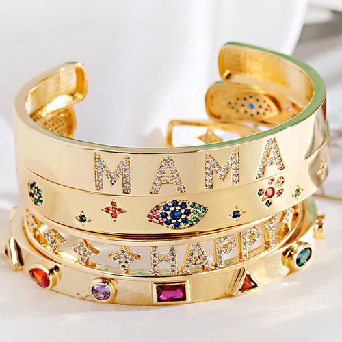 De Lujo Circón Hueco 18K Oro Pulsera para mujer Mal de pulseras | eBay