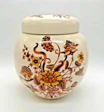 Vintage (1940s) Sadler England ceramic ginger jar brown orange yellow floral