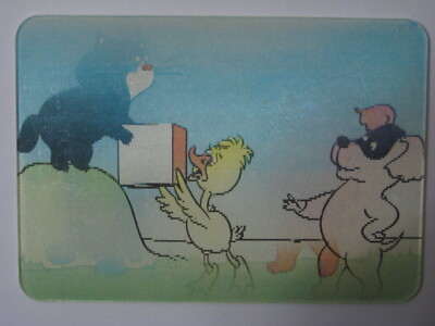 3d stereo lenticular pocket calendar cat dog duckling cartoon 1991 USSR