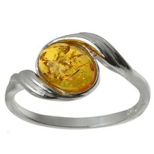 Sterling Silver and Baltic Honey Amber Ring "Estelle"