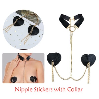 Womens Chain Tassel Stickers Gift Nipple Adhesive Body Shiny Toys Adult Halter