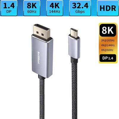 USB C auf DispalyPort 144Hz Kabel 8K 4K Thunderbolt 3 Typ C zu DP 1.4 Monitor PC