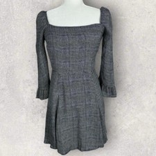 Reformation Julian Mini Dress Smocked Womens Size 4 USA Made Sustainable Plaid
