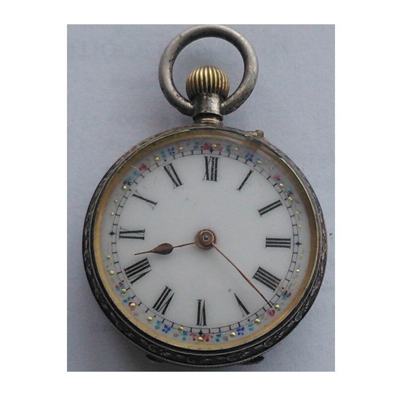 Miniature Silver & PolyChrome Enamel Swiss LEpine Titania Fob Pocket Watch 1910 View 2