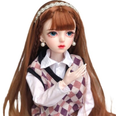 24 inch Large Girl Doll with Long Brown Wigs Fashion Outfits