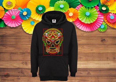Mexican AZTEC luchador black unisex size all HOODIE Aguila HOODIES ALL SIZE