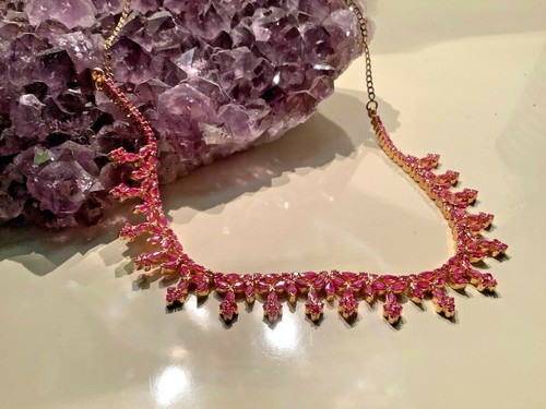 Estate 22k Gold Natural Ruby Necklace 