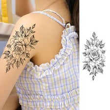 5 Sheets Temporary Tattoos for Women Floral Arm Half Sleeve Body Art Stickers