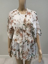 Emory Park Women's Ivory Floral Kimono / Cover Up Size Medium -019