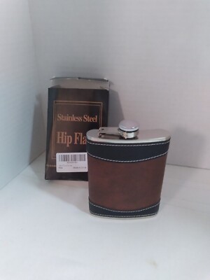8oz Stainless Steel Flask w/Leather Wrap