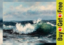 Crashing Ocean Wave Painting 5"x7" Print on Matte Paper | Coastal Seascape Art