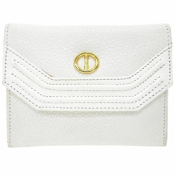 Christian Dior Porte Monnaie Portefeuille Cuir Blanc Magnétique Poche Du Japon y5684