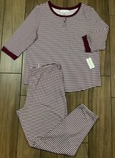Carole Hochman Sleepwear SET Women’s Size Medium in Burgundy Striped
