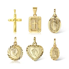 Gold Filled Pendant Necklace Stainless Steel Elizabeth Virgin Mary Charm Cross
