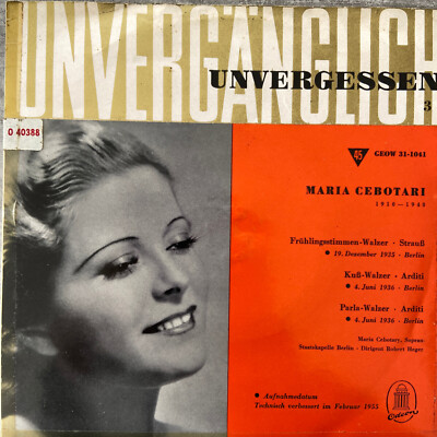 MARIA CEBOTARI: Unvergessen - Folge 3 (EP Electrola E 40 388 / Mono)