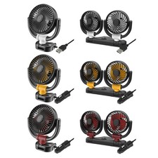 360 Rotatable Car Fan 5V/12V/24V 2 Speed Car USB Double Head Fan Ventilator Fan
