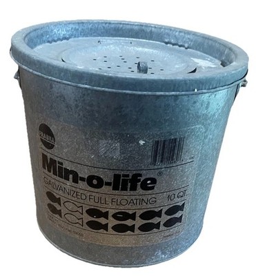 Vintage STUMPY GALVANIZED NON FLOATING 8 QT MINNOW BUCKET by FRABILL