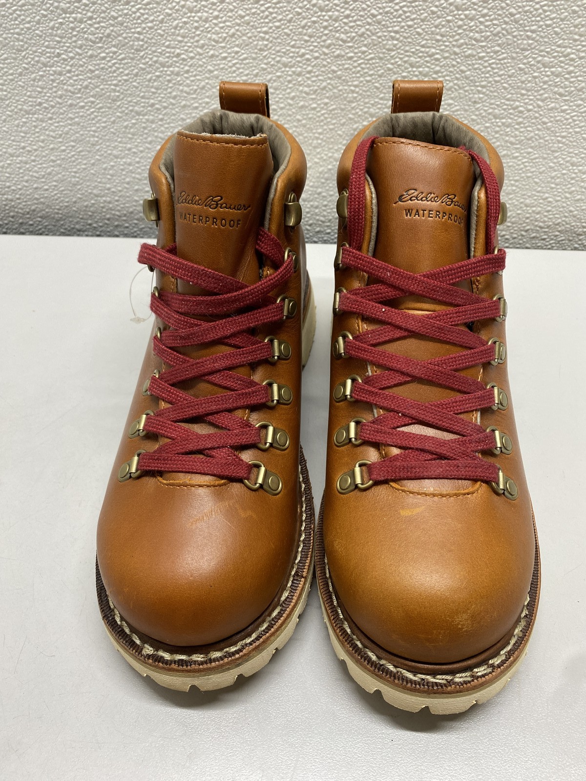Eddie Bauer Womens K-6 Waterproof Leather Hiking Boots Size 8.5 Light Brown