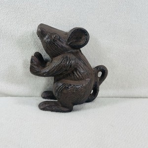 Rustic Brown Cast Iron Mouse Door Stop/ Bookend  Sturdy Heavy 4.75” Tall