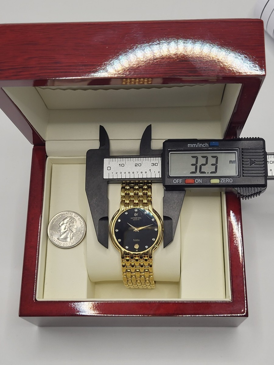 $1800 SWISS [MINT] 32mm Raymond Weil Fidelio 4802 18K GP Diamond