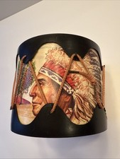 Vintage Indian Toy Drum 6 x 5" Colorful Paper Light w/Black Rubber Heads USA