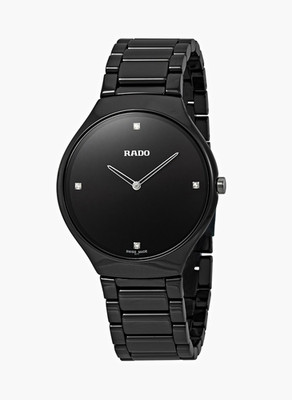 Rado True Thinline R27741712 Black Ceramic Diamond Dial 39mm Watch New w/ Box