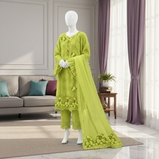 Pakistani-Indian Women Shalwar Kameez Embroidered/Casual/Party Ethnic Dress-M