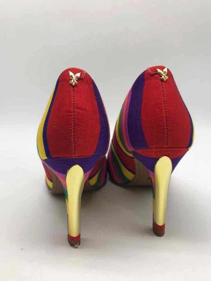 Tacones de tacón a rayas J Renee rojos usados talla 7,5 Foto 3 de 4