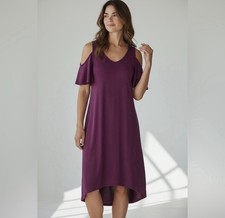 H By Halston Cold Shoulder Midi Dress Purple Size Medium