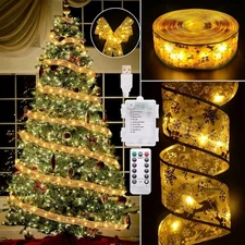 2 Pack 100 Led 46FT Christmas Tree Ribbon Lights with Remote Control Xmas Tree ✨