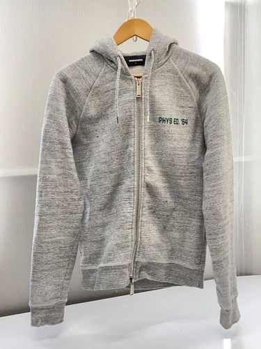 Felpa con cappuccio e zip DSQUARED2 M cotone grigio S71HG0047 S25148 usata