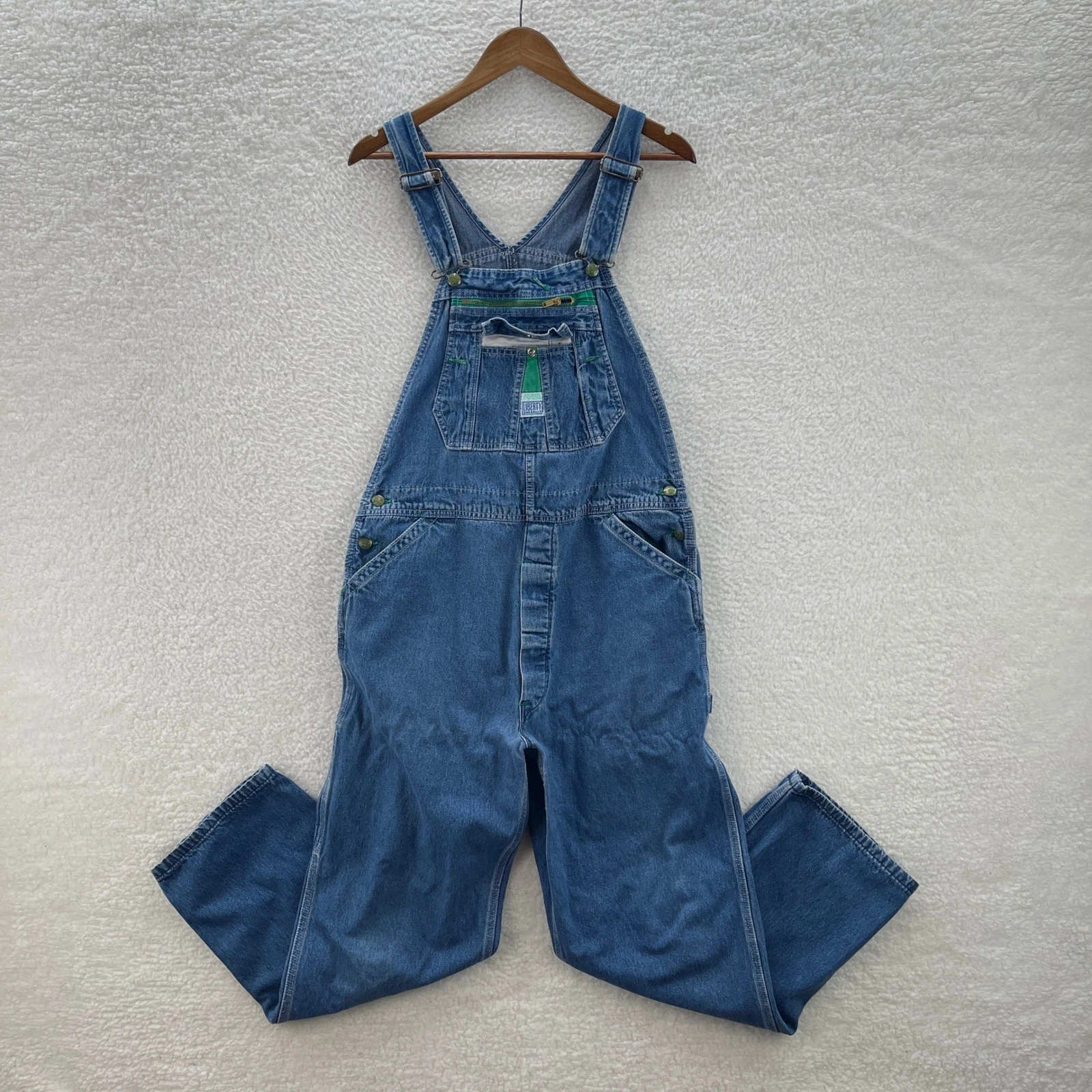Vintage Liberty Overalls Mens 40x30 Blue Denim Bibs Work Farm Outdoor USA Made