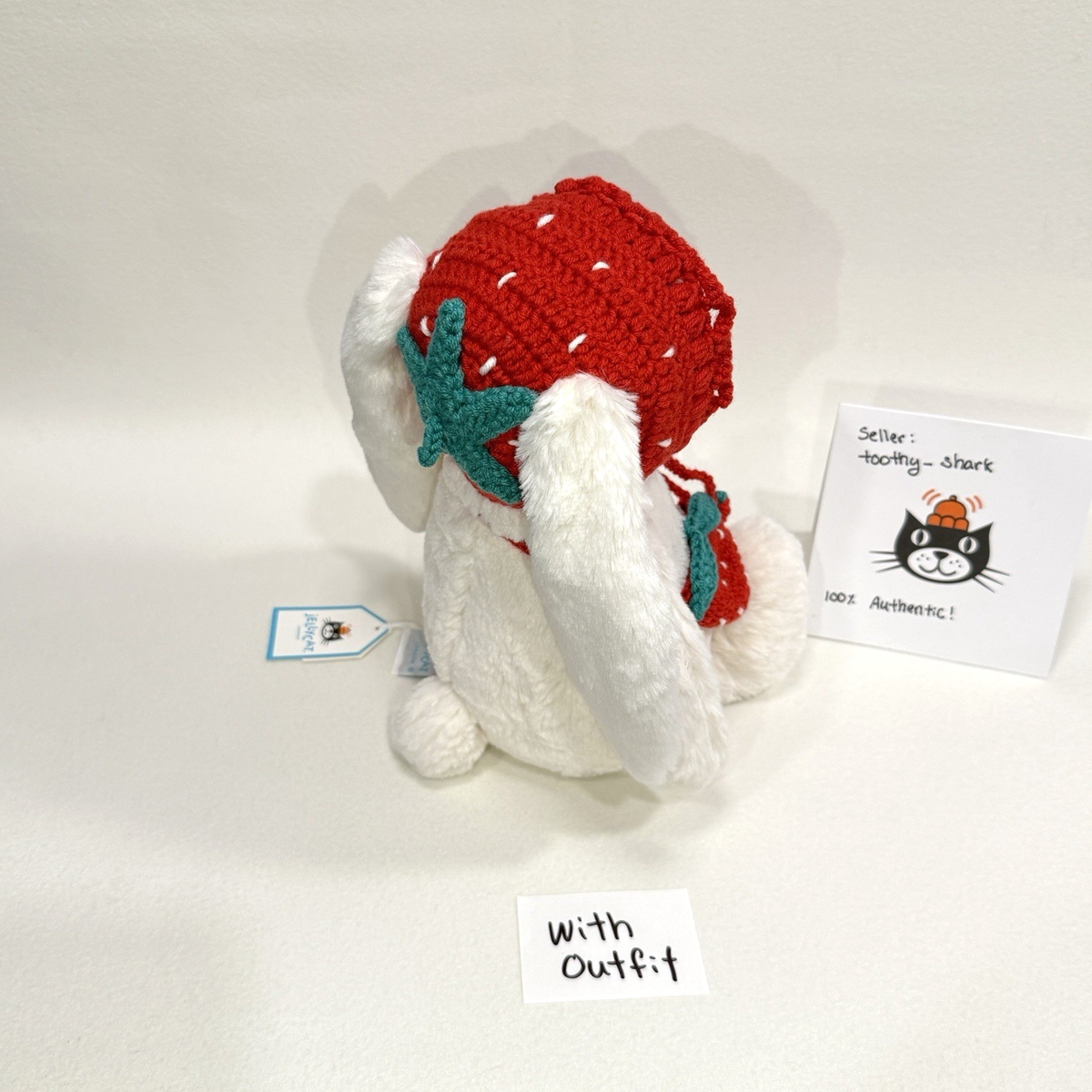 Jellycat Medium Bashful Twinkle Bunny with Strawberry Outfit