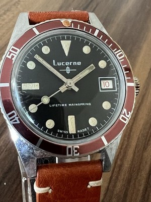 lucerne diver  Watch Vintage BFG 866 Lollipop Zeiger 37mm