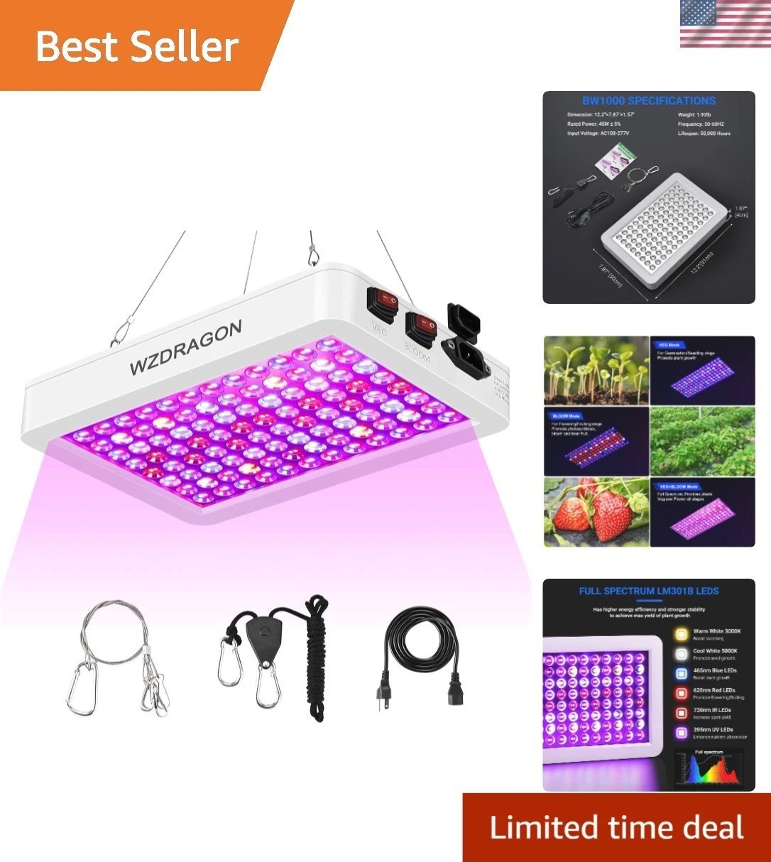 - Full Spectrum, Ideal For Indoor Plants