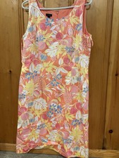 Talbots Blue Coral Tropical Floral Cotton Pique Sheath Dress Size 12