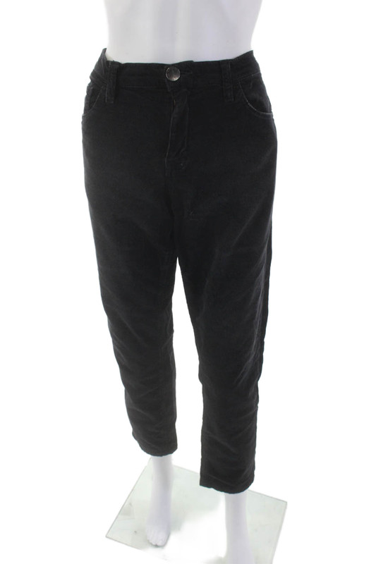 Current/Elliott Womens Cotton Corduroy Zippered Tapered Pants Black Size 28