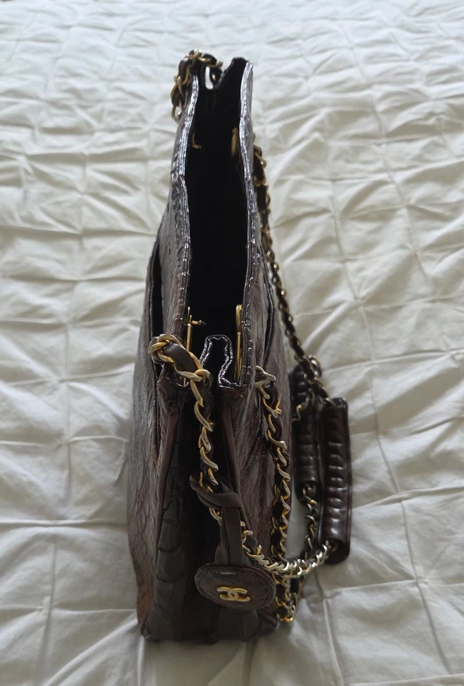 Bolso de Hombro CHANEL Vintage Marrón Cocodrilo Foto 4 de 4