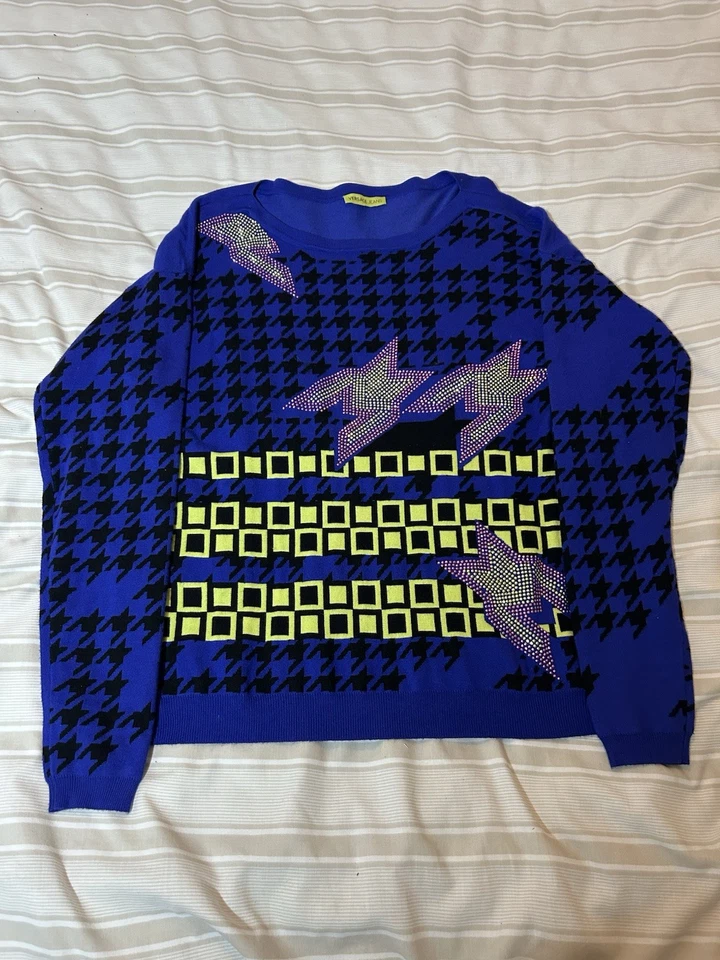 Versace Women’s Blue Patterned Jumper Size Large Good Condition - Image 3 of 4