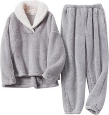 Coral Fleece Pajamas Set Women Winter Flannel Warm Thick Couple Loungewear