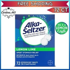 Alka-Seltzer Heartburn Relief Lemon Lime Flavor Effervescent 72 Tablets NEW 